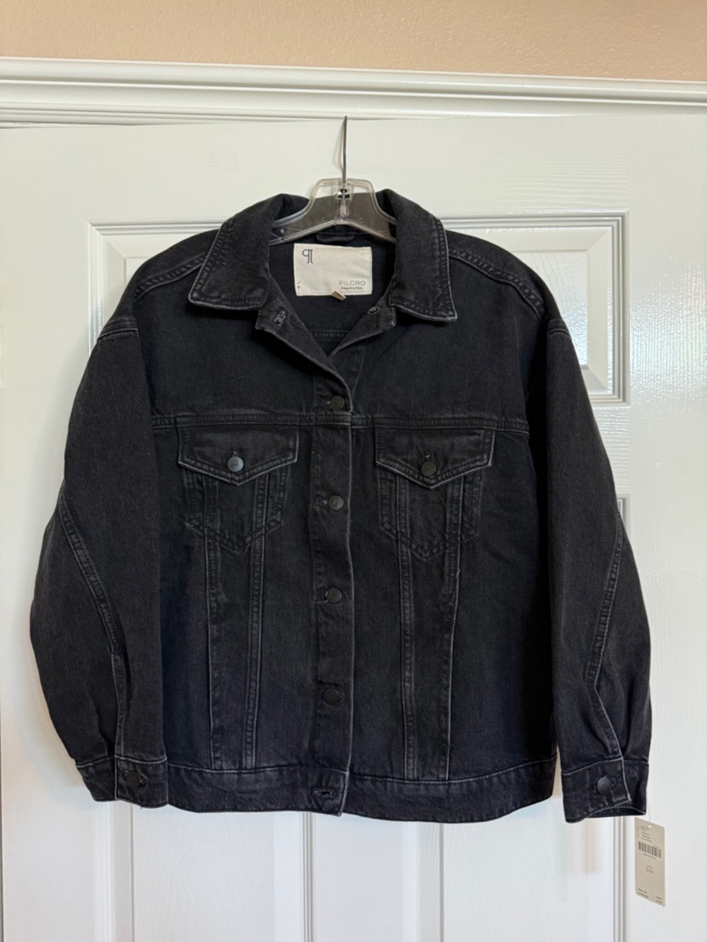 Pilcro Black Oversized Denim Jacket 100% Cotton NWT Small
